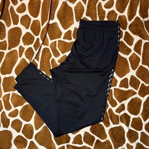 PINK Victorias Secret Black Jogger Sweatpants Logo sides Zipper ankle Size XL